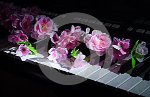 Artificial flowers. Music synthesizer