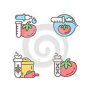 Artificial food additives RGB color icons set