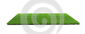 Artificial grass carpet on white background.