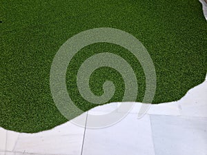 Artificial grass carpets with bristles, indistinguishable photo