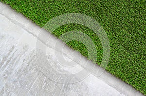 Artificial grass on a cement wall