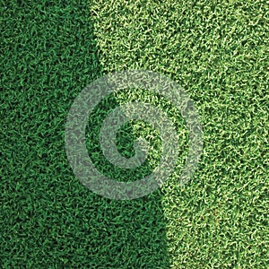 Artificial grass fake turf synthetic lawn field macro closeup, gentle shaded shadow area, green sports astroturf texture, vertical