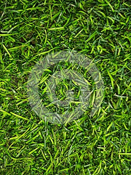 Artificial green grass with selective focus. Concept green texture and artificial turf.