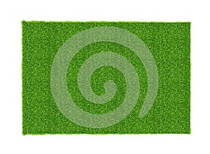 Artificial green grass sheet isolated on white background