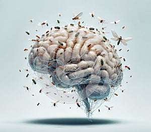 artificial human brain with bugs inside