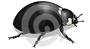Artificial illustration of a large, black ladybug (Coccinellidae) with shiny, smooth photo