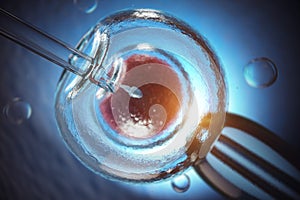 Artificial insemination. Fertilization of human egg cell by sperm. IVF in vitro fertilization photo