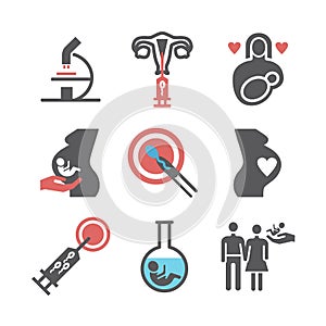Artificial insemination icons set. Vector signs for web graphics