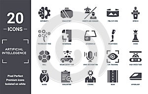 artificial.intellegence icon set. include creative elements as deformity, speech, prosthesis, voice recognition, evaluation, ball