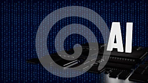 The PCB Board and chip for ai concept 3d rendering