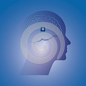 Artificial intelligence,ai chip brain,computer vector photo