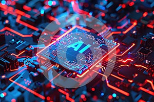 Artificial Intelligence AI on circuit board, future technology concept photo