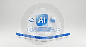 Artificial Intelligence AI Cloud Storage and Data Management Concept