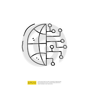 Artificial intelligence AI concept with algorithm and data filter or analysis for engineering, development, brainstorming sign.