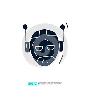 Artificial intelligence AI concept with android robot head face for engineering, development, brainstorming sign. Hand drawn