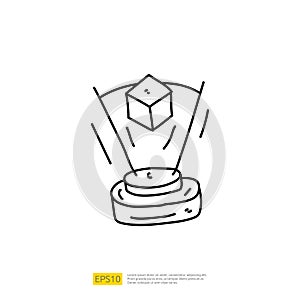 Artificial intelligence AI concept with box idea for engineering, development, brainstorming sign. Hand drawn doodle icons vector