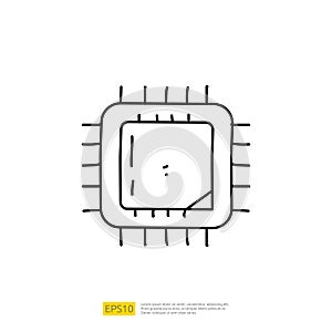 Artificial intelligence AI concept with chip circuit board structure for engineering, development, brainstorming sign. Hand drawn