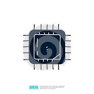 Artificial intelligence AI concept with chip circuit board structure for engineering, development, brainstorming sign. Hand drawn
