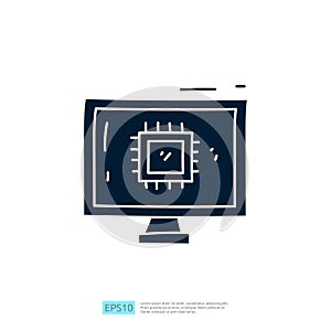 Artificial intelligence AI concept with chip circuit board structure on PC computer for engineering, development, brainstorming