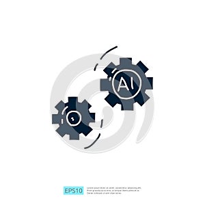 Artificial intelligence AI concept with gear machine for engineering, development, brainstorming sign. Hand drawn doodle icons