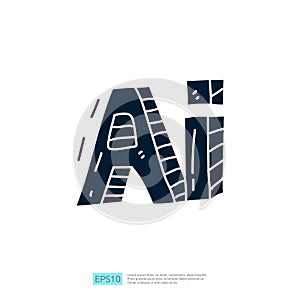 Artificial intelligence AI concept text logo icon for engineering, development, brainstorming sign. Hand drawn doodle icons vector