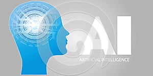Artificial Intelligence AI Futuristic Concept. Human Big data Visualization with Cyber Mind. Machine Deep Learning.