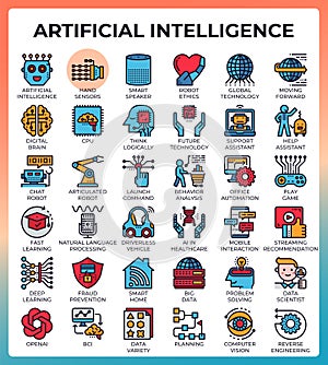 Artificial intelligence AI icons