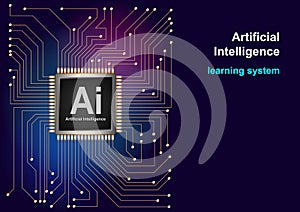 Artificial Intelligence AI landing system. Website template for deep learning concept