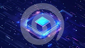 Artificial intelligence AI and machine learning concept. Computer processor chip with microchip isolated