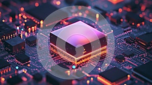 Artificial intelligence AI and machine learning concept. Computer processor chip with microchip isolated