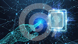 Artificial intelligence AI, machine learning and modern computer technologies concepts. Business, Technology, Internet and