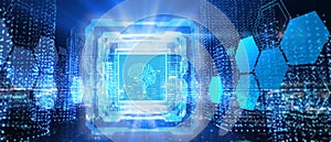 Artificial intelligence AI, machine learning and modern computer technologies concepts. Business, Technology, Internet and