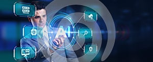 Artificial intelligence AI, machine learning and modern computer technologies concepts. Business, Technology, Internet and