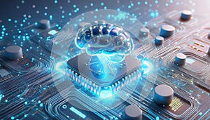Artificial intelligence AI neural network digital brain machine deep learning processing big data analysis technology connection