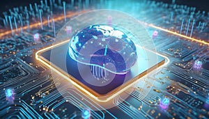 Artificial intelligence AI neural network digital brain machine deep learning processing big data analysis technology connection
