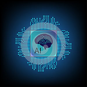 Artificial intelligence AI pictogram circuit line style. Micro processor unit storage database. Smart network digital technology