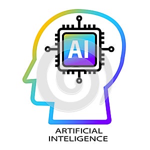 Artificial intelligence AI processor chip icon.AI Processor circuit vector set.Mini AI CPU icon in flat style .Vector