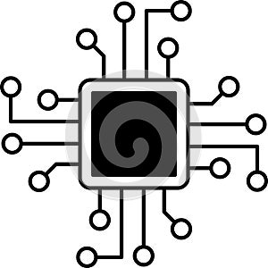Artificial intelligence AI processor chip vector icon sign for graphic design, logo, website, mobile app, UI. Processor