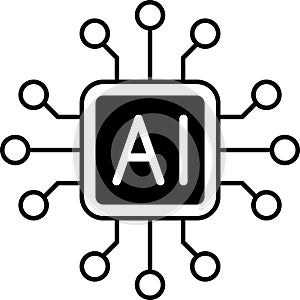 Artificial intelligence AI processor chip vector icon sign for graphic design, logo, website, mobile app, UI. Processor