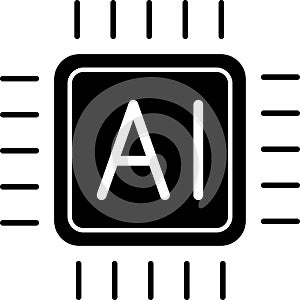 Artificial intelligence AI processor chip vector icon sign for graphic design, logo, website, mobile app, UI. Processor