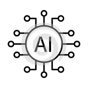 Artificial intelligence AI processor chip vector icon symbol for graphic design, logo, mobile app, UI illustration