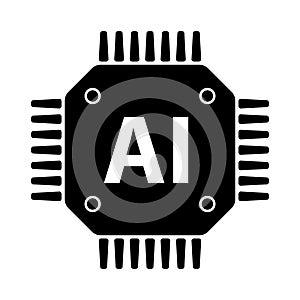 Artificial intelligence AI processor chip vector icon symbol for graphic design, logo, website, social media, mobile app, UI