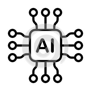 Artificial intelligence AI processor chip vector icon symbol for graphic design, logo, website, social media, mobile app, UI