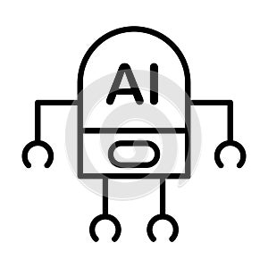 Artificial intelligence AI robot vector icon symbol for graphic design, logo, website, social media, mobile app, UI illustration