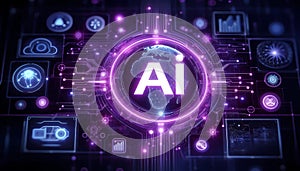 AI, Machine learning, digital screen, science, artificial intelligence. AI Generated Image.