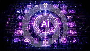 AI, Machine learning, digital screen, science, artificial intelligence. AI Generated Image.