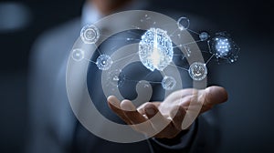 Artificial intelligence ai technology concept digital brain neural network machine learning innovation