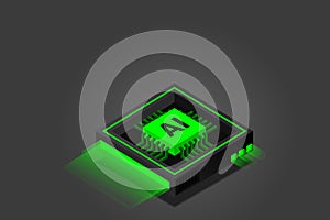 Artificial intelligence, AI web banner, isometric cloud computing concept, data mining, isometric, neural network