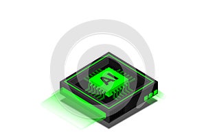 Artificial intelligence, AI web banner, isometric cloud computing concept, data mining, isometric, neural network