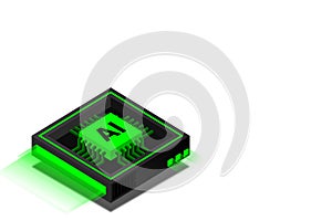 Artificial intelligence, AI web banner, isometric cloud computing concept, data mining, isometric, neural network